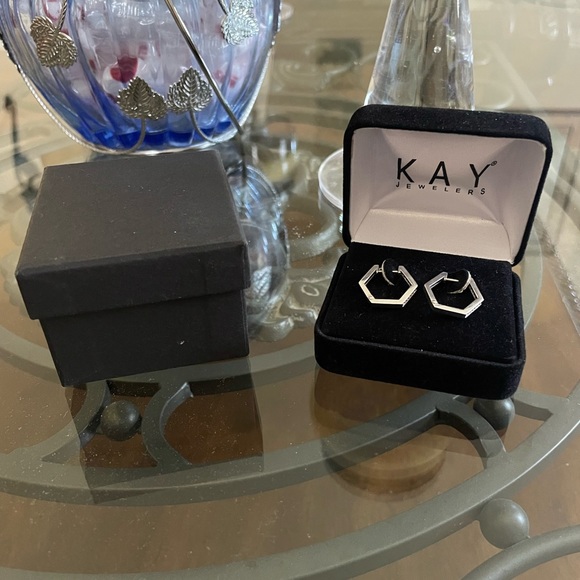 Sterling Silver Earring with Diamond Inlays - Picture 1 of 4